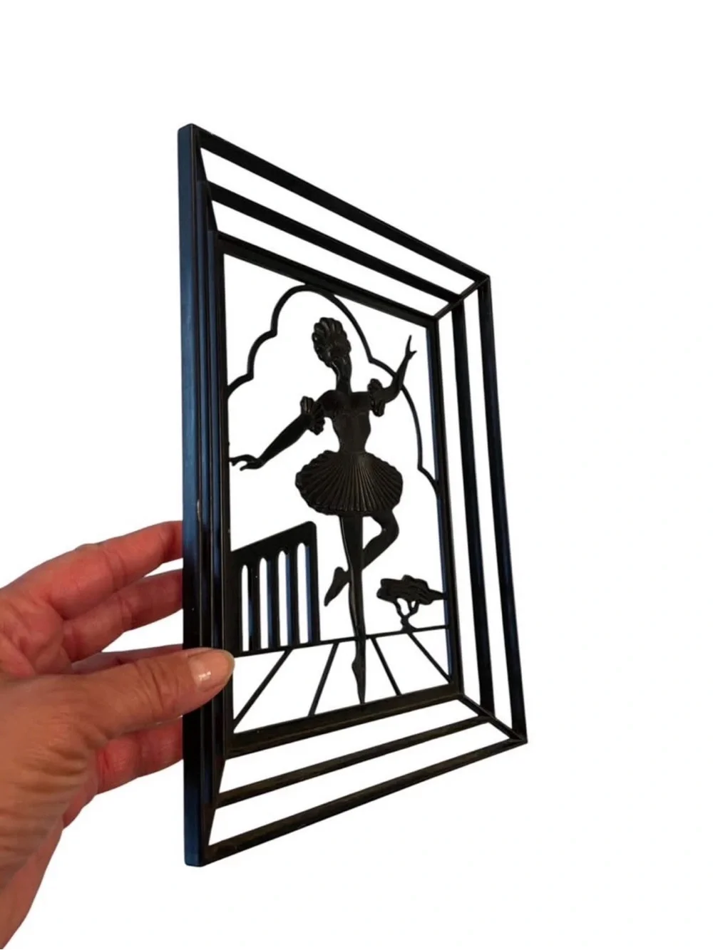 Vintage Black Plastic Ballerina & Acrobat Wall Art Set/Decor